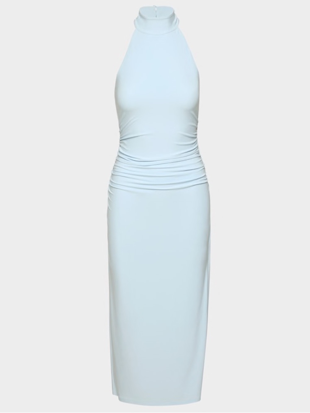 Aritzia Smooth Matter Remedy Halter Dress Villa Baby Blue Ruched High Neck